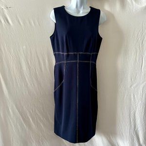 Calvin Klein Navy Blue Sleeveless Sheath Dress Size 6